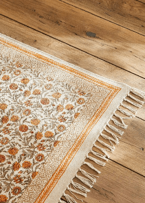 Floral print fabric inspired by traditional Indian textiles