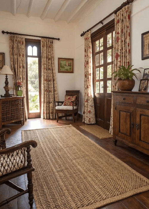 printed fabrics and floral patterns used in home interior
