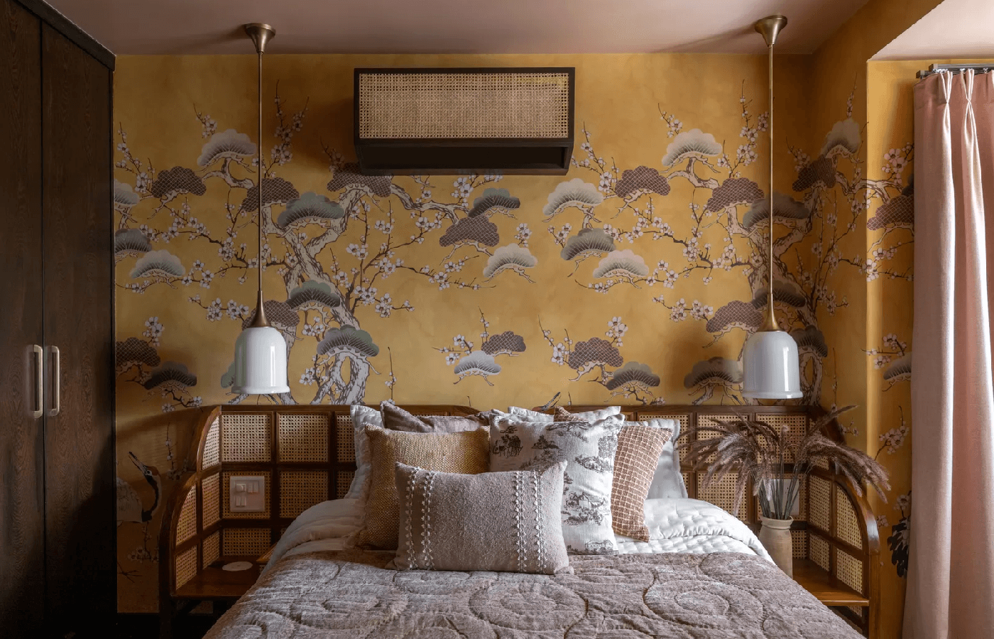 Floral and patterned textiles shaping the mood of a home interior