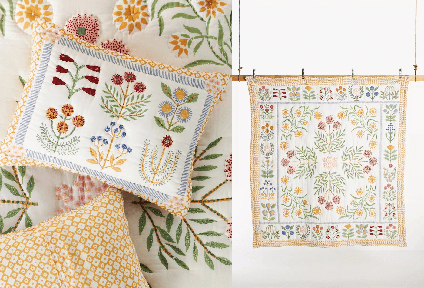 Floral home furnishings inspired by Indian textile traditions