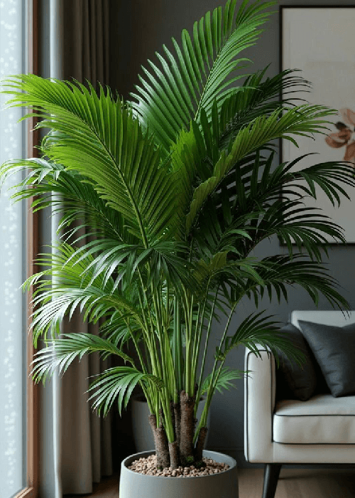 Plastic indoor plants creating  interior styling