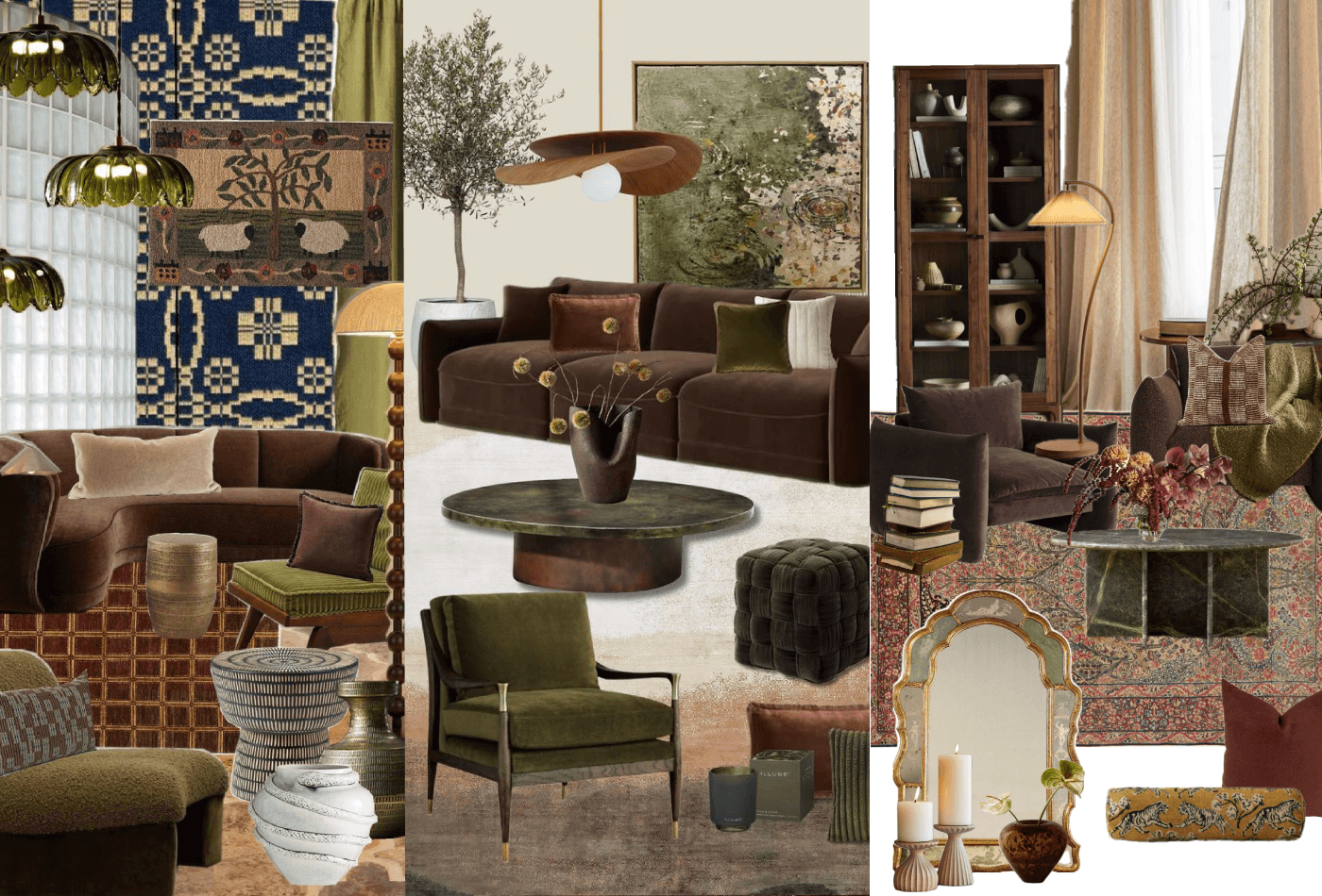 Textile flat-lay featuring floral, geometric, abstract, and solid fabric patterns