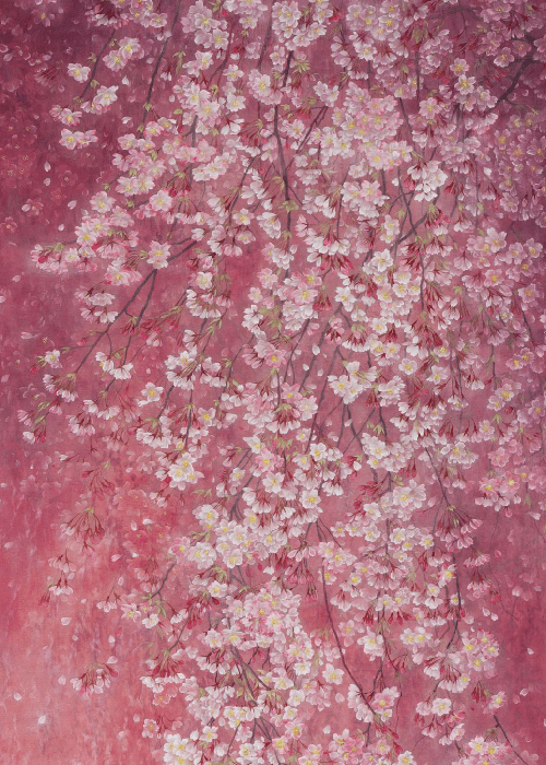 Cherry blossom inspired floral textile design