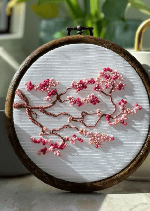 Delicate floral pattern influenced by cherry blossom structure