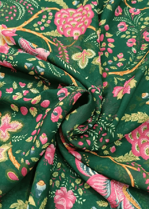 Decorative georgette fabric for floral home furnishings by PhoolBagan