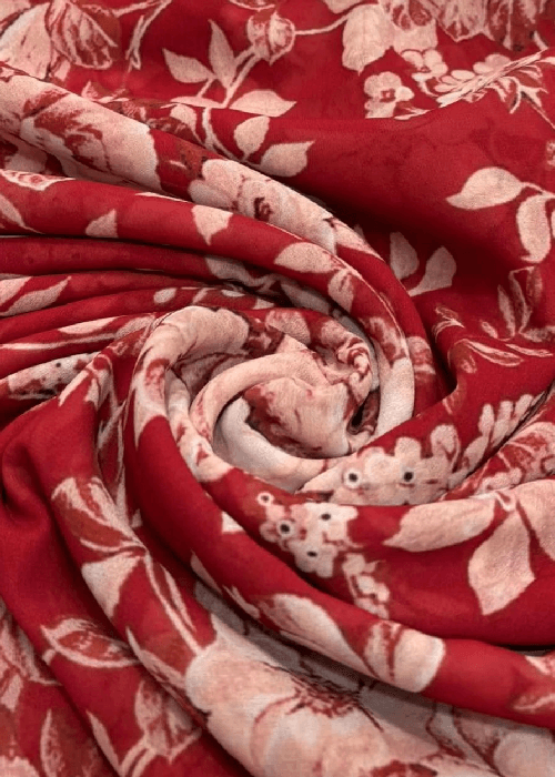Decorative georgette fabric for floral home furnishings by PhoolBagan