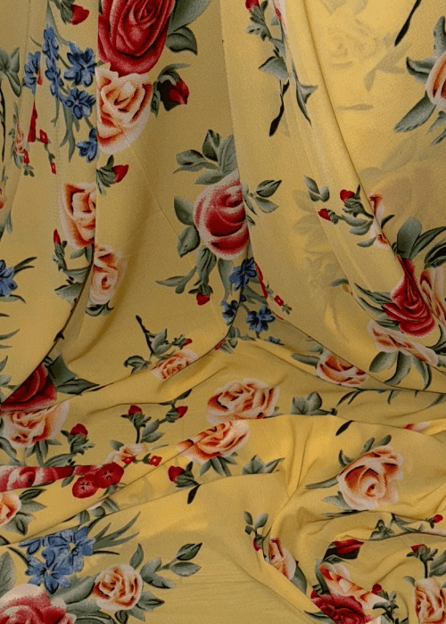 Decorative georgette fabric for floral home furnishings by PhoolBagan