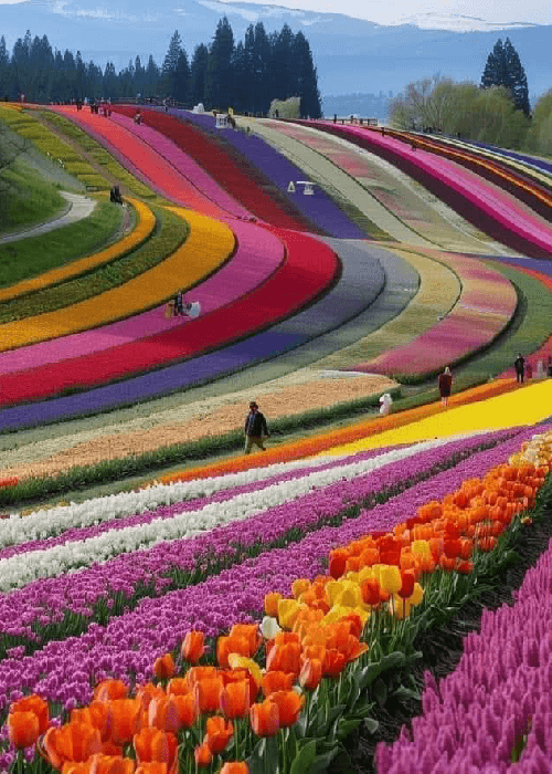 Millions of colourful tulips blooming at the Indira Gandhi Memorial Tulip Garden in Srinagar, Asia’s largest tulip garden during the Kashmir Tulip Festival.
