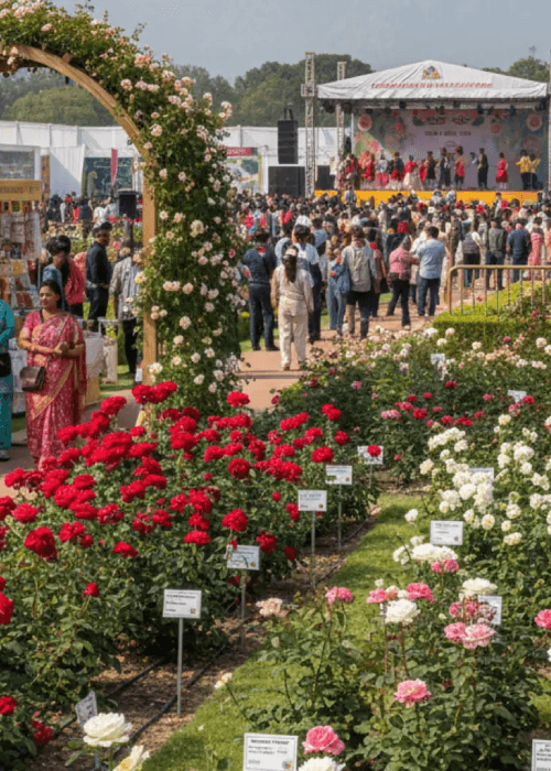 Colourful rose varieties at the Chandigarh Rose Festival held at Zakir Hussain Rose Garden, one of the largest rose gardens in Asia.