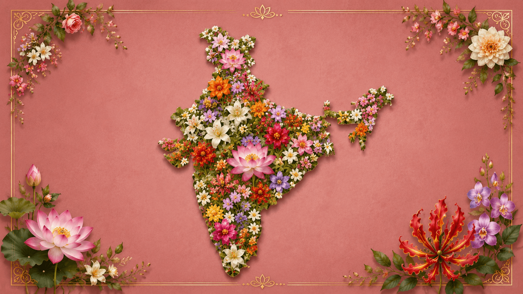 Indian state flowers concept showing different regional flowers across India